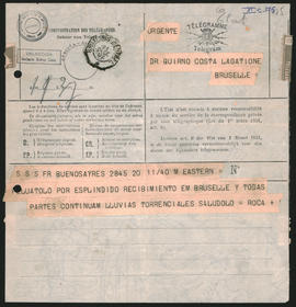 Telegrama de Julio Argentino Roca a Norberto Quirno Costa del 21 de diciembre de 1902.