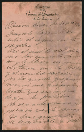 Carta de Ovidio Lagos a Ovidio Amadeo Lagos, fechada en julio de 1890