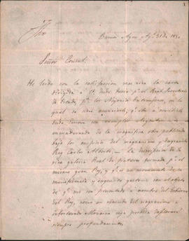 Carta de Manuelita Rosas y Ezcurra al Cónsul de Italia en el Río de la Plata