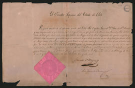 Diploma extendido por el Director Supremo del Estado de Chile, General Bernardo O’Higgins, al Gen...