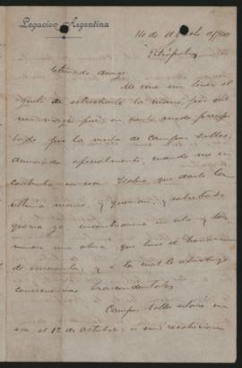 Carta de Manuel Gorostiaga a Ovidio A. Lagos enviada el 14 de agosto de 1900 desde Petrópolis (Br...