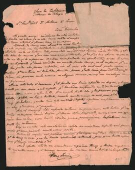 Carta de Pedro Ferré al Teniente Coronel Antonio E. Verón