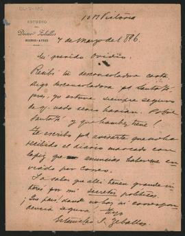 Carta de Estanislao S. Zeballos a Ovidio A. Lagos enviada desde Buenos Aires el 4 de marzo de 1896