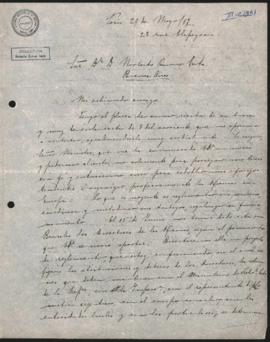 Carta de Pedro S. Lamas a Norberto Quirno Costa del 29 de mayo de 1887.