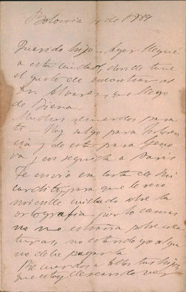 Carta de Ovidio Lagos a Ovidio Amadeo Lagos, enviada desde Bolonia en 1889