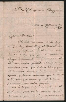 Carta de Bernardo P. Berro, al Coronel Gervasio Burgueño