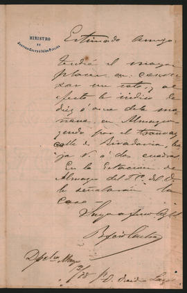 Carta de Bonifacio Lastra a Ovidio A. Lagos enviada el 3 de mayo de 1898