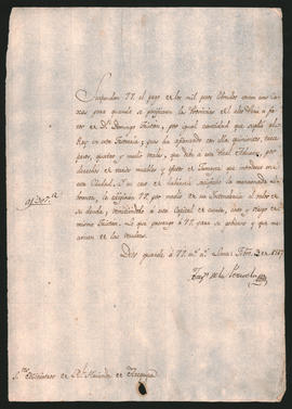 Orden del Virrey del Perú, Joaquín de la Pezuela, a los Ministros de la Real Hacienda de Arequipa