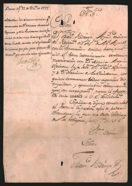 Solicitud de Francisco Rodrigo al Virrey del Río de la Plata, Pedro de Ceballos.