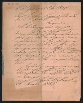 Carta de Alberto [Billardinez] a Ovidio A. Lagos enviada desde Bs. As. el 17 de febrero de 1900