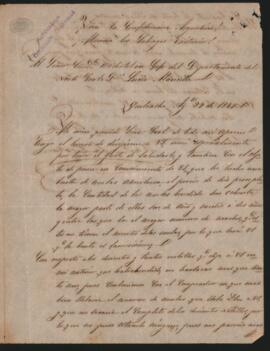 Carta de Martín Santa Coloma al Comandante en Jefe del departamento del norte, General Lucio Mansilla, comunicándole una venta de muías.