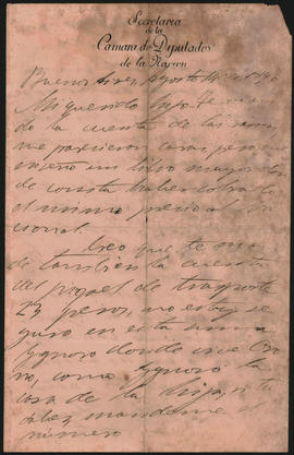 Carta de Ovidio Lagos a Ovidio Amadeo Lagos, fechada en agosto de 1890