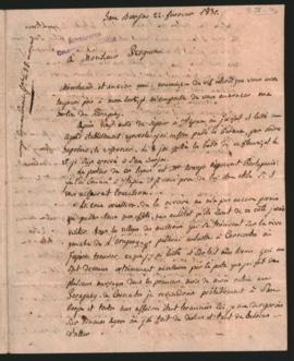 Carta de Amadeo Jacobo Bonpland a Domingo Roguín, anunciándole su partida del Paraguay donde vivi...