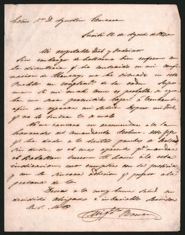Carta de Miguel San Román al General Agustín Gamarra