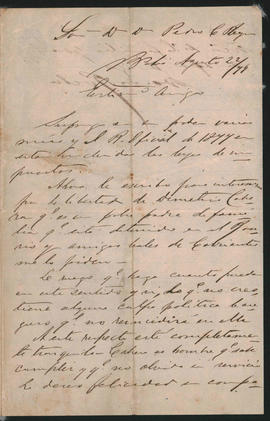 Carta de Dardo Rocha a Ovidio Lagos  enviada el 22 de agosto de 1878
