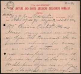 Telegrama de Julio Argentino Roca a Norberto Quirno Costa el 29 de diciembre de 1894.