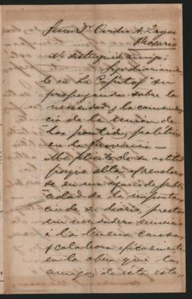 Carta de [...] a Ovidio A. Lagos enviada desde Santa Fé el 30 de mayo de 1892