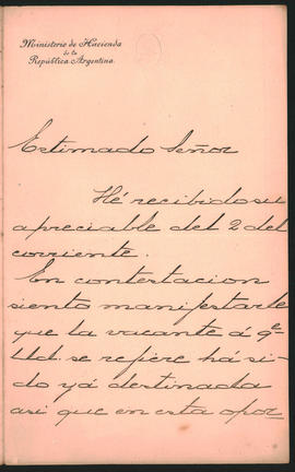 Carta de Wenceslao Pacheco a Ovidio Lagos enviada desde Buenos Aires en agosto de 1885