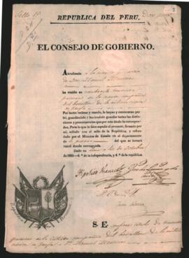Nombramiento de Manuel Martínez, como Teniente primero de la cuarta Compañía de la milicia cívica...