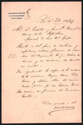 Nota de Julio Argentino Roca a Luis María Campos del 12 de julio de 1877.