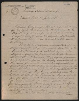 Carta de Norberto Quirno Costa a Julio Argentino Roca el 14 de febrero de 1896.