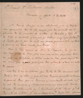 Carta del General José de San Martín al General Guillermo Miller, comunicándole su regreso de Aix...