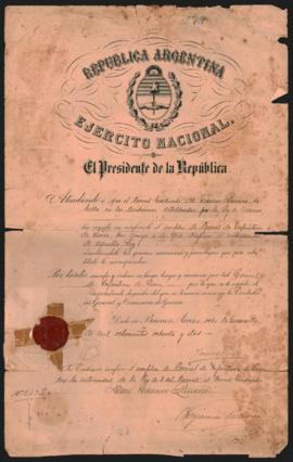 Despacho de Julio Argentino Roca a Nicanor Quirno Costa del 8 de noviembre de 1882.