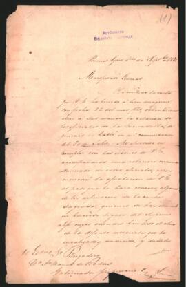 Nota de Juan Halsted Coe, al Gobernador de Buenos Aires, Brigadier Juan Manuel de Rosas, adjuntándole la relación de los oficiales de la escuadrilla, solicitada.