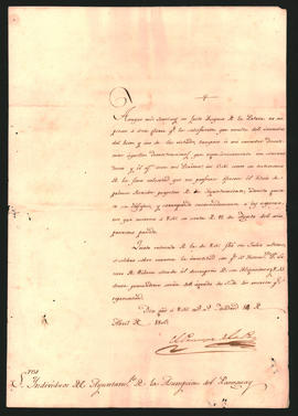 Carta de Manuel Godoy, Príncipe de la Paz, a los cabildantes de Asunción del Paraguay