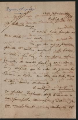 Carta de Manuel Gorostiaga a Ovidio A. Lagos enviada desde Petrópolis el 18 de febrero de 1901