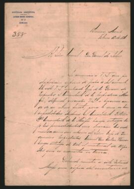 Nota del Almirante Mariano Cordero al Coronel Daniel de Solier