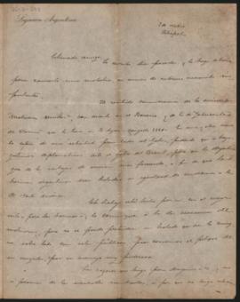 Carta de Manuel Gorostiaga a Ovidio A. Lagos enviada el [7 de noviembre] desde Petrópolis (Brasil)