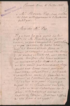 Carta de Amadeo Jacques al Subsecretario de Estado del Departamento de Instrucción Pública, Alejandro Paz