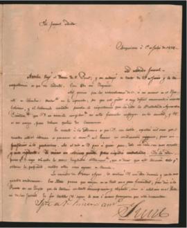 Carta del Mariscal Antonio José de Sucre al General Guillermo Miller, agradeciéndole sus felicita...