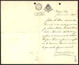Carta de Julio A. Roca a Norberto Quirno Costa del 1° de junio de 1897.