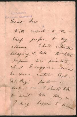 Carta de Carlos Roberto Darwin al señor Shobert