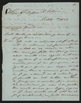 Carta de Juan Manuel de Rosas al General Juan Ramón Balcarce, solicitándole aclare su deseo de retiro;