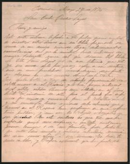 Carta de Carlota Garrido de la Peña a Ovidio A. Lagos enviada desde Coronda el 27 de mayo de 1896