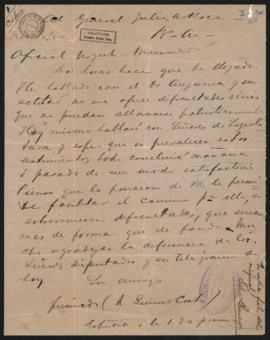 Telegrama de Norberto Quirno Costa a Julio Argentino Roca el 18 de noviembre de 1894.