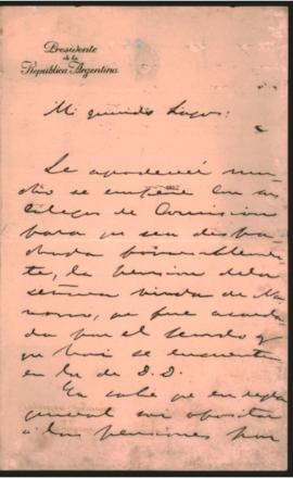 Carta de Miguel Juárez Celman a Ovidio Lagos enviada en julio de 1899.