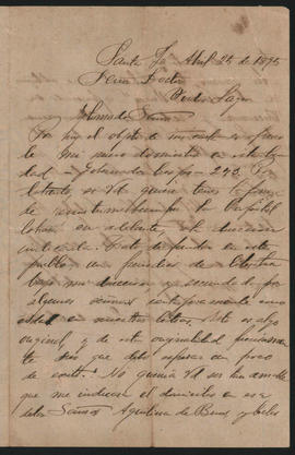 Carta de Carlota Garrido de la Peña a Ovidio A. Lagos enviada desde Santa Fé el 25 de abril de 1895